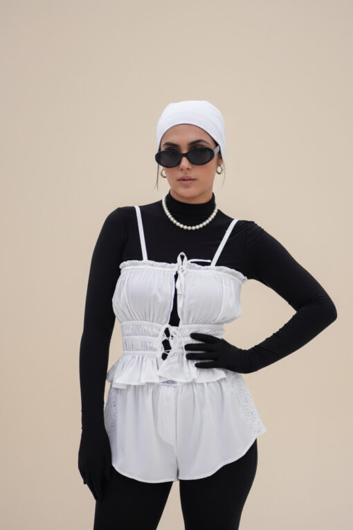 ست تاپ و شلوارک elva8 صدفی - Image 2