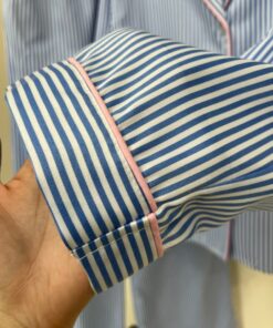 Alternative view of ست پیژامه بلوز و شلوار بلند راه راه با مغزی صورتی