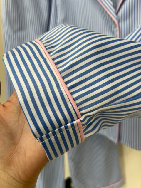 ست پیژامه بلوز و شلوار بلند راه راه با مغزی صورتی - Image 2