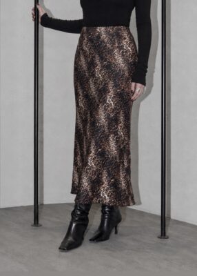 دامن ساتن اوریب پلنگی leopard silk